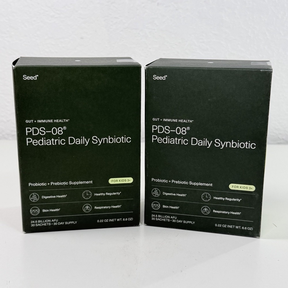 2x SEED PDS-08 Pediatric Daily Symbiotic Probiotic + Prebiotic Supplement SEALED